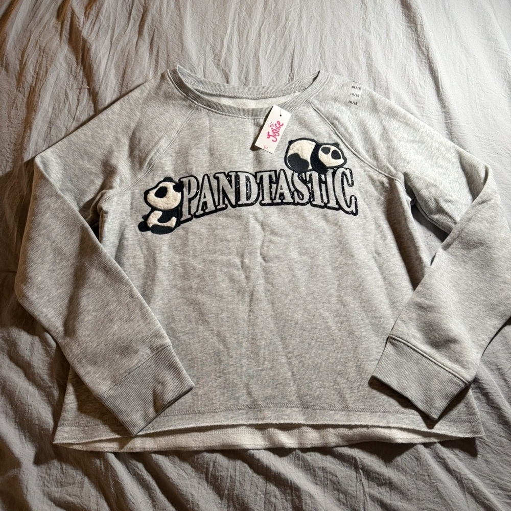 justice girls Gray Pandtastic Sweatshirt sweater nwt size 14/16
